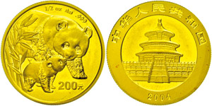 China Volksrepublik 200 Yuan, Gold, 2004, ... 