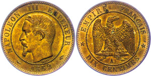 Frankreich 10 Centimes, 1852, Napoleon III., ... 
