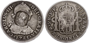 Great Britain 2 Real, 1781, Mexico, with ... 