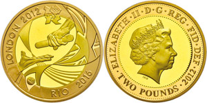 Grossbritannien 2 Pounds, 2012, Gelbgold, ... 