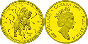 Canada 200 dollars, Gold, 1998, laying of ... 