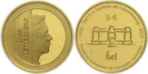 Luxemburg 2003, 5 Euro Gold, 5 Jahre ... 