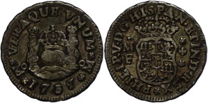 Coins Mexiko 1 / 2 Real, 1737, Philip V., KM ... 