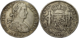 Mexiko 8 Reales, 1809, Ferdinand VII., TH, ... 