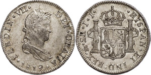 Mexiko 2 Reales, 1819, Ferdinand VII., KM ... 