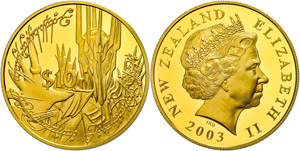 Neuseeland 10 Dollars, Gold, 2003, Herr der ... 