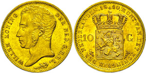Niederlande 10 Gulden, Gold, 1840, Wilhelm ... 