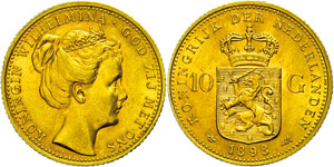 The Netherlands 10 Guilder, Gold, 1898, ... 