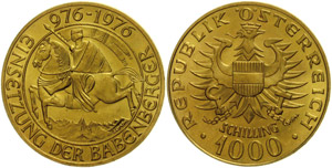 Austria 1000 Schillin. 1976, Gold, ... 
