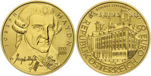 Austria 2004, 50 Euro Gold, Joseph Haydn, st ... 