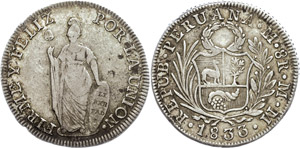 Peru 8 Reales, 1833, Lima, MM, KM 142.3, ... 