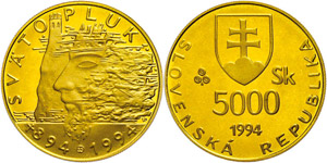 Slovakia 5000 coronas, Gold, 1994, King ... 