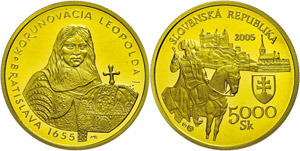 Slovakia 5000 coronas, Gold, 2005, ... 