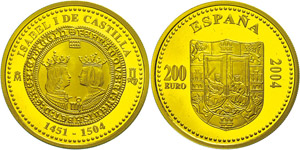 Spain 2004, 200 Euro Gold, 500. day of death ... 