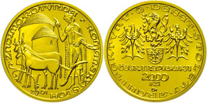 Czech Republic 2000 coronas, Gold, 2001, ... 