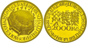Czech Republic 2000 coronas, Gold, 2002, ... 