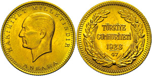 Turkey 100 piastre, Gold, 1970, Kemal ... 