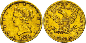 Coins USA 10 dollars, Gold, 1881, freedom ... 