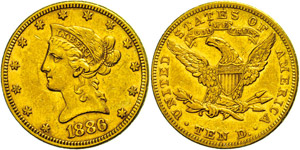 Coins USA 10 dollars, Gold, 1886, freedom ... 
