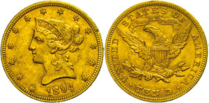 Coins USA 10 dollars, Gold, 1894, freedom ... 