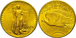 Coins USA 20 dollars, Gold, 1924, Standing ... 