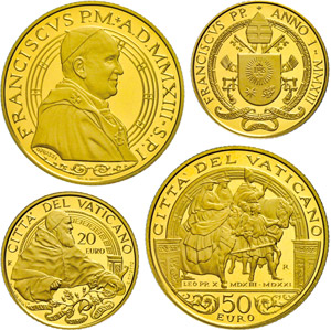 Vatikanstaat 20 und 50 Euro, Gold, 2013, ... 