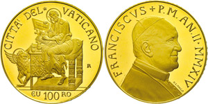 Vatican 100 Euro, 2014, Gold, Franziskus I., ... 
