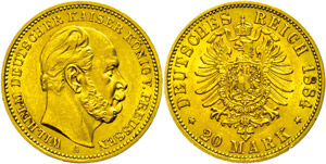 Preußen 20 Mark, 1884, Wilhelm I., ... 