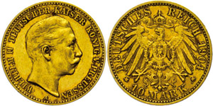 Preußen 10 Mark, 1904, Wilhelm II., ss., ... 