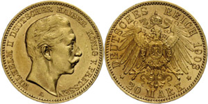 Prussia 20 Mark, 1903, Wilhelm II., scratch, ... 