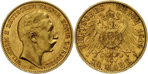 Preußen 20 Mark, 1912, Wilhelm II., Mzz A, ... 