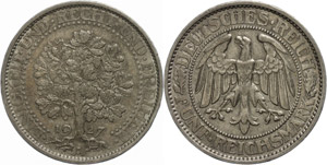 Coins Weimar Republic 5Reichsmark, 1927 A, ... 