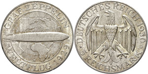 Münzen Weimar 5 Reichsmark, 1929 J, Graf ... 