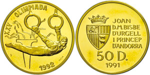Andorra 50 Diners, Gold, 1991, Olmypische ... 