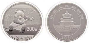 Cook Islands 300 yuan, 2014, panda, 1 KG ... 