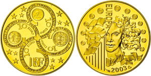 France 10 Euro, Gold, 2003, Fb. B5, in ... 