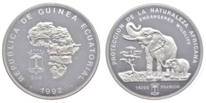 Guinea 15000 Franc, 1992, elephant, 1 KG ... 