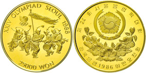 South Korea 25. 000 Won, Gold, 1986, olympic ... 