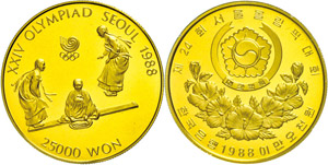 Südkorea 25.000 Won, Gold, 1988, Olmypische ... 