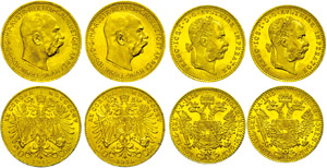 Gold coin collections Austria, lot composed ... 