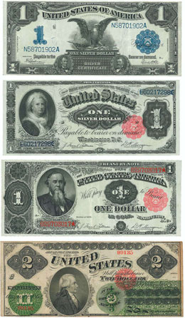 Lot mit 6 Banknoten: 1 $ Treasury ... 