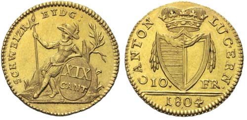 10 Franken 1804 Luzern, 4,77 ... 