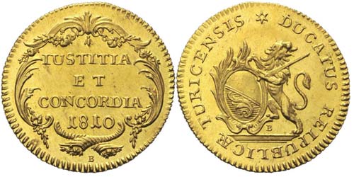 Dukat 1810 Zürich, 3,5 g. Gold. ... 