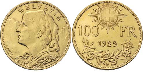 100 Franken 1925 B Gold. ... 