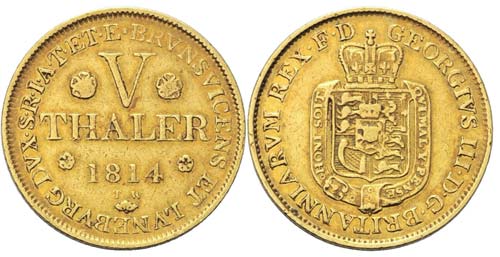 Hannover 5 Taler 1814 Gold - Georg ... 