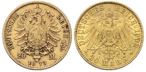 2 Goldmünzen 20 Mark Deutsches ... 