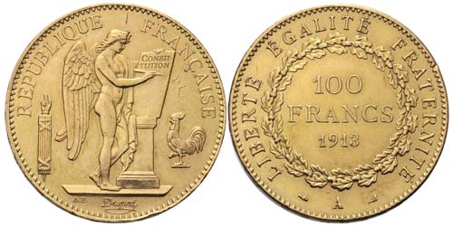 Goldmünze Frankreich 100 Francs ... 
