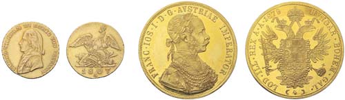 2 Goldmünzen: 4 Dukaten 1879 ... 