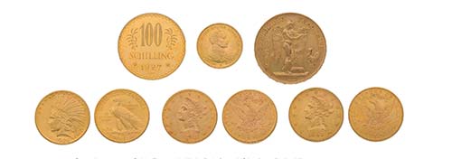 Sammlung von 70 Goldmünzen alle ... 