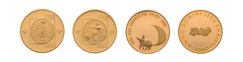 6 Goldmünzen Schweiz. Dabei 2 x ... 